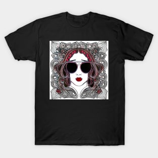 Cool vintage woman with sunglasses | T-Shirt